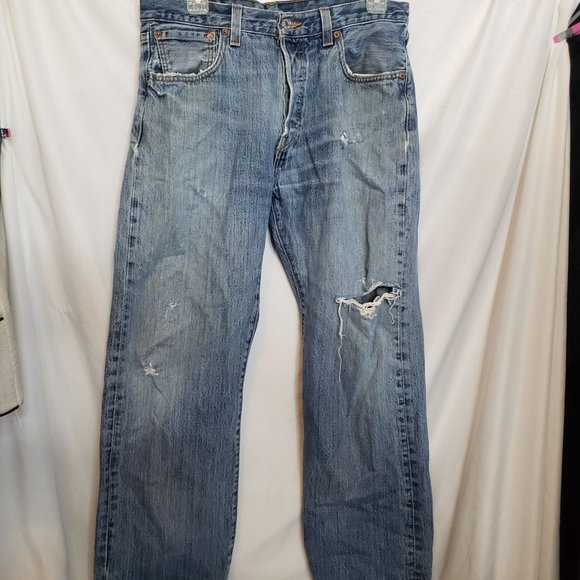 Levi 501 Button Fly Lot 3 Pairs Tag Size 34 X 29 Distressed Holes Tears - Picture 12 of 12